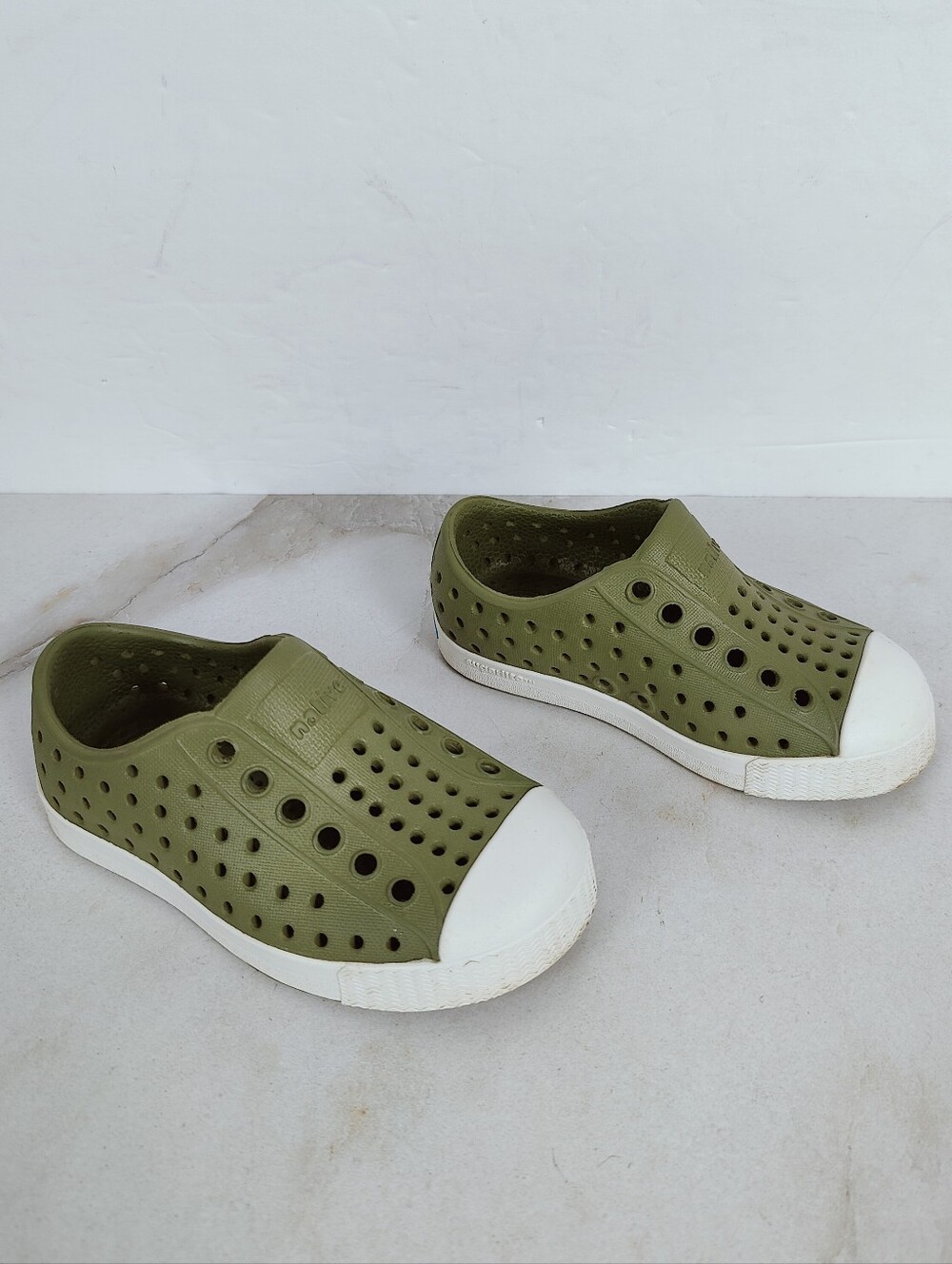 Native Shoes Baby Jefferson Slip On Sneakers Shoes Green White, Sz 6C